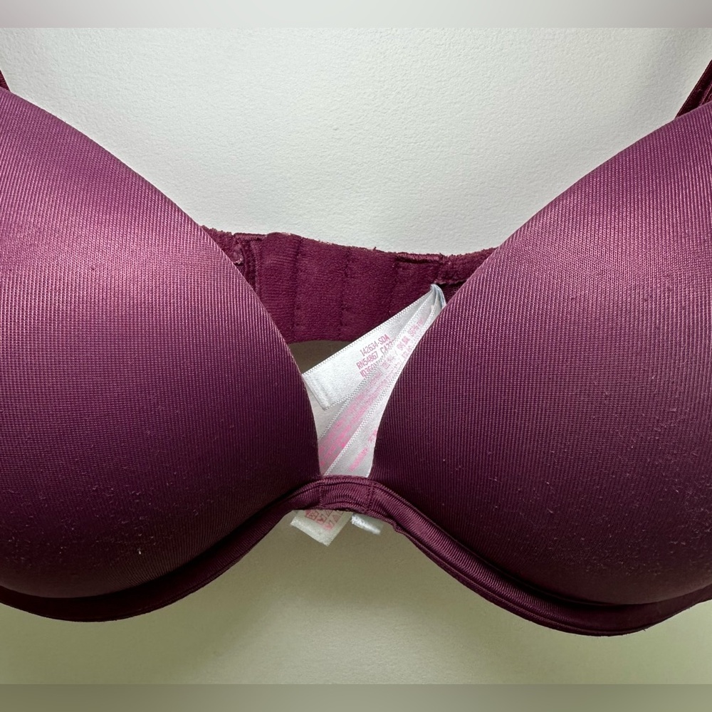 Victoria’s Secret PINK Burgundy Push-Up Bra Smooth T-Shirt Bra Cute Sexy Club 🩷 - Picture 5 of 11